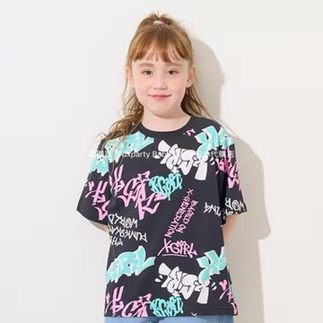Japanese children's clothing X-girl Stages graffiti print top 80-140cm girls summer TOPS 
