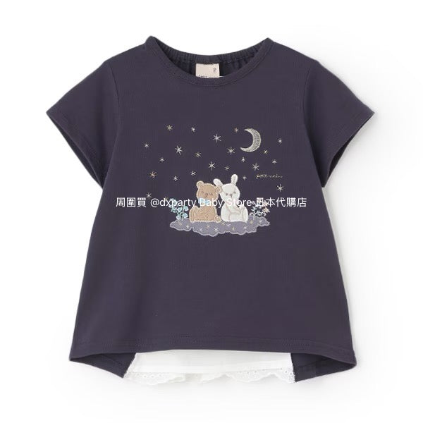 Japanese children's clothing pe#main Starry sky pupu &amp; tete tops 80-130cm girls summer TOPS 
