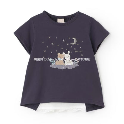 Japanese children's clothing pe#main Starry sky pupu &amp; tete tops 80-130cm girls summer TOPS 
