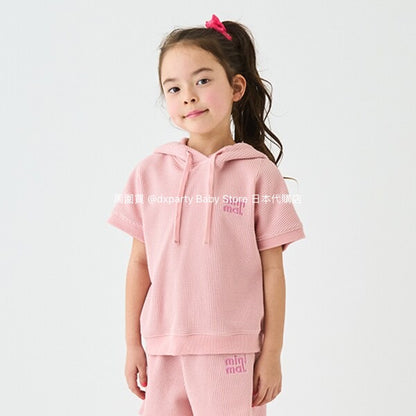 Japanese children's clothing mini#ML waffle hooded top 90-140cm boys/girls summer TOPS 