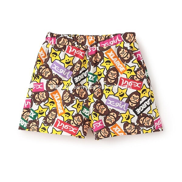Japanese children's clothing X-girl Stages gorilla print shorts 80-140cm girls summer PANTS 