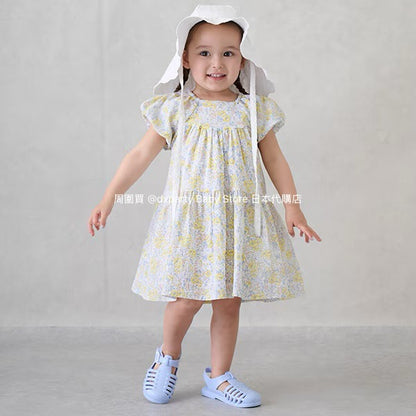 Japanese children's clothing pe#main cool-to-touch, quick-drying lantern-sleeve dress (80-130cm) for girls (summer dresses) 
