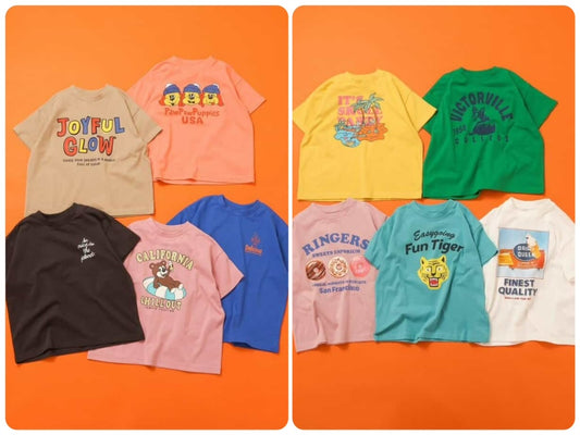 Japanese children's clothing BREEZE multi-color printed tops 90-150cm boys/girls summer TOPS 