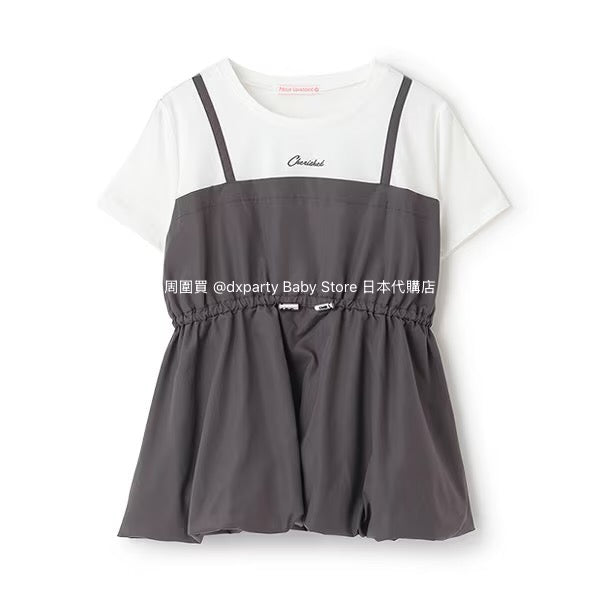 Lovetoxic Japanese children's clothing fake two-piece top 140-160cm girls summer TOPS 