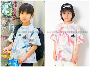 日本童裝 XLARGE KIDS 接觸冷感   藝術圖案短袖上衣 80-140cm 男童款 夏季 TOPS