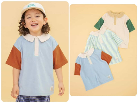 Japanese BREEZE Towel Collar Top 80-140cm Boys Summer TOPS 