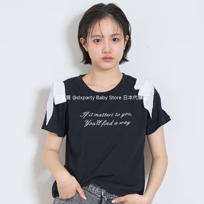 Lovetoxic Japanese children's clothing contact cold bow top 140-160cm girls summer TOPS 