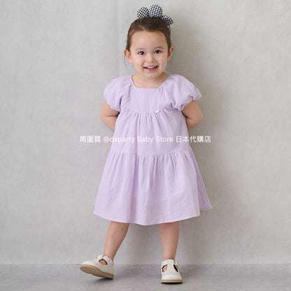 Japanese children's clothing pe#main cool-to-touch, quick-drying lantern-sleeve dress (80-130cm) for girls (summer dresses) 