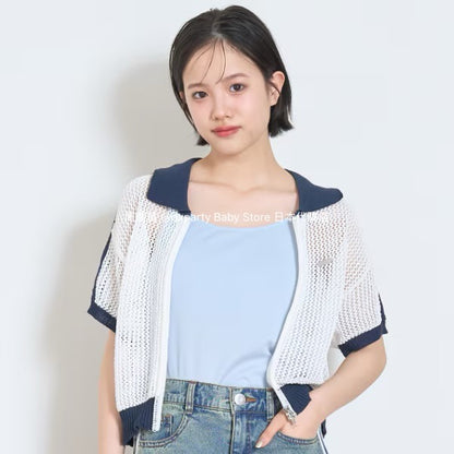 Lovetoxic Japanese children's clothing hollow knit short jacket 140-170cm girls summer OUTERWEAR 