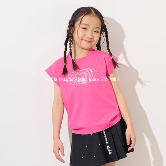 Japanese children's clothing X-girl Stages rhinestone print top 90-140cm girls summer TOPS 