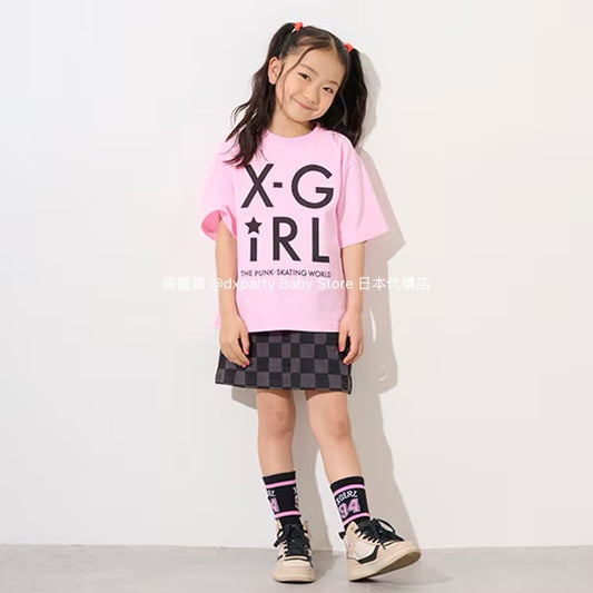 Japanese X-girl Stages Casual Two-Piece Set (90-140cm) for Girls (Summer TOPS SKIRTS) 