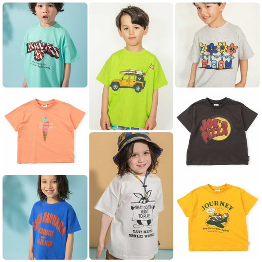 Japanese children's clothing BREEZE printed short-sleeved tops 80-150cm boys/girls summer TOPS 