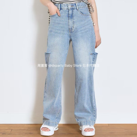 Lovetoxic Japanese children's clothing ripped jeans wide-leg pants 140-170cm girls summer PANTS 
