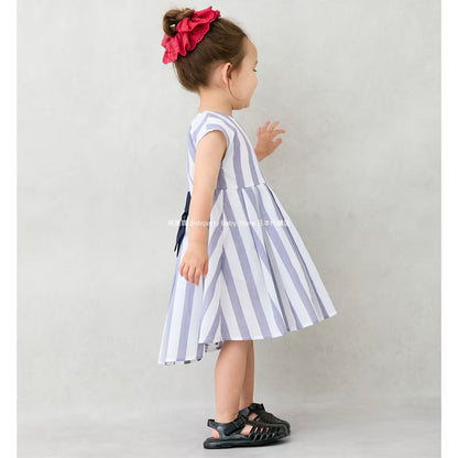 Japanese children's clothing pe#main back bow dress 80-130cm girls summer dresses 