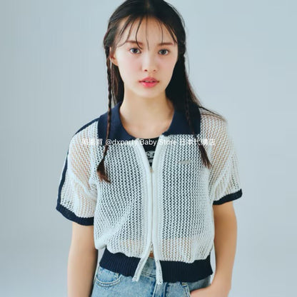 Lovetoxic Japanese children's clothing hollow knit short jacket 140-170cm girls summer OUTERWEAR 