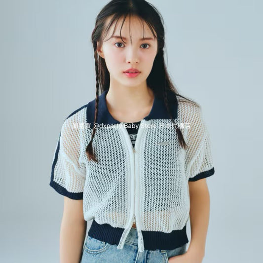 Lovetoxic Japanese children's clothing hollow knit short jacket 140-170cm girls summer OUTERWEAR 
