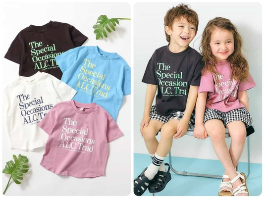 Japanese children's clothing apres les cours letter print top 80-130cm boys/girls summer TOPS 