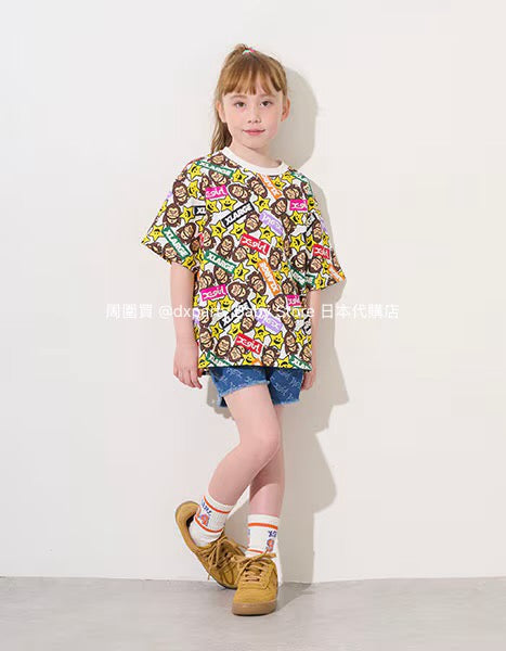 Japanese children's clothing X-girl Stages gorilla print top 80-140cm girls summer TOPS 