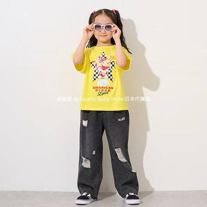 Japanese children's clothing X-girl Stages ice cream print top 80-140cm girls summer TOPS 
