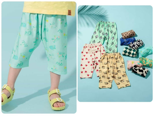 Japanese children's clothing BREEZE mesh fabric casual cropped pants 80-130cm boys'/girls' summer PANTS 