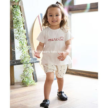 Japanese children's clothing pe#main amphibious quick-drying embroidered top 80-130cm girls summer TOPS summer swimsuit special edition 