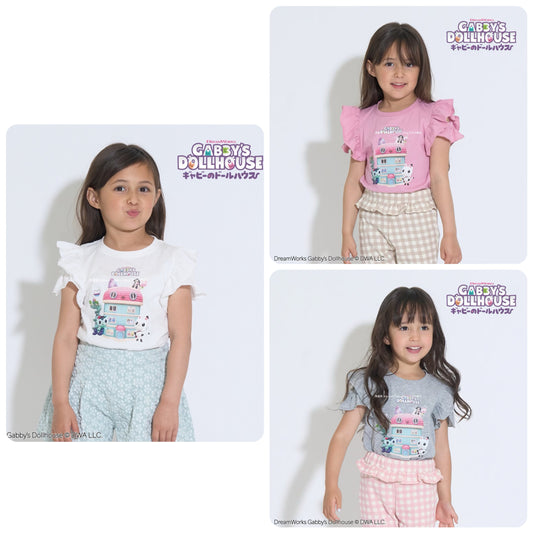 Japanese children's clothing Ly# mine x GABBY'S DOLLHOUSE small flying sleeve top 100-130cm girls summer TOPS 