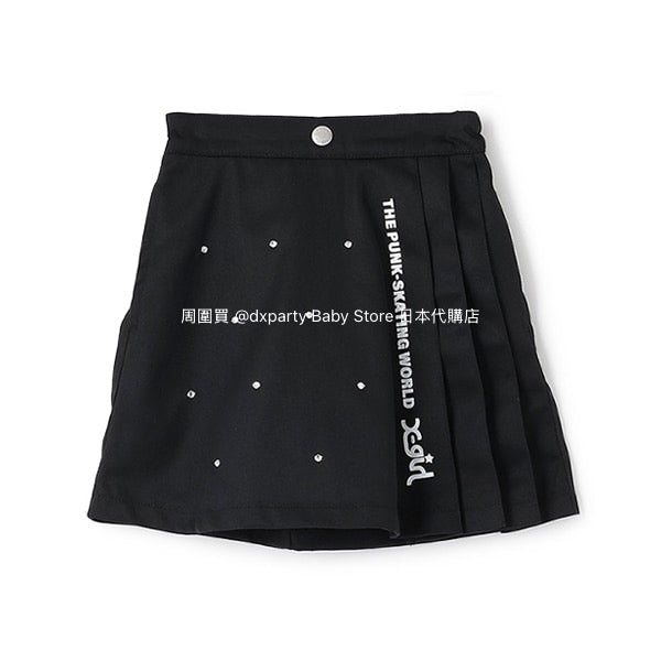 Japanese children's clothing X-girl Stages rivet side pleat skirt 90-140cm girls summer SKIRTS