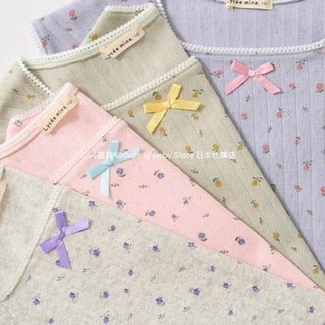 Japanese children's clothing Ly# mine floral top 100-150cm girls summer TOPS 