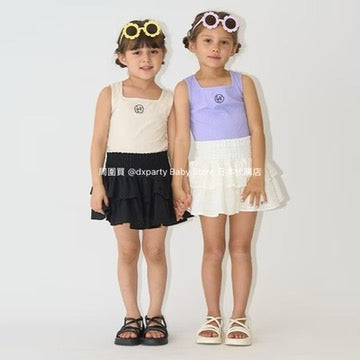 Japanese children's clothing Ly# mine square neck vest 100-150cm girls summer TOPS 