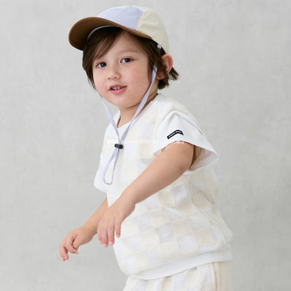 Japanese children's clothing pe#main fake two-piece checkered top 80-130cm boys' summer TOPS 