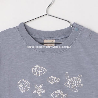 Japanese children's clothing pe#main Contact Cool Ocean Embroidery Top 80-130cm Boys/Girls Summer TOPS 