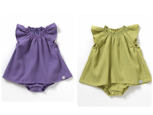 Japanese children's clothing BREEZE lace sleeve dress 70-80cm girls' newborn baby summer jumpsuit 