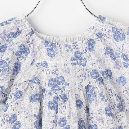 Japanese children's clothing pe#main cool-to-touch, quick-drying lantern-sleeve dress (80-130cm) for girls (summer dresses) 