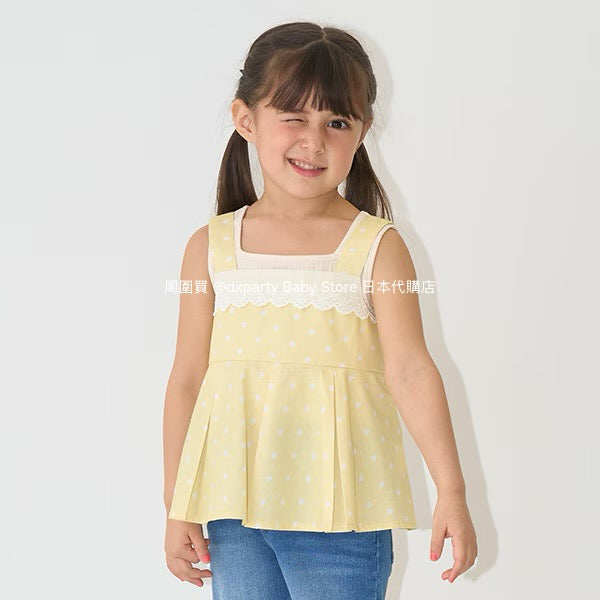 Japanese children's clothing Ly# mine ruffled camisole top 100-150cm girls summer TOPS 
