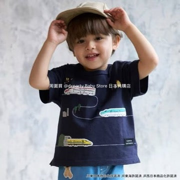 Japanese children's clothing pe#main x Shinkansen Railway Top 80-130cm Boys Summer TOPS Railway Series 