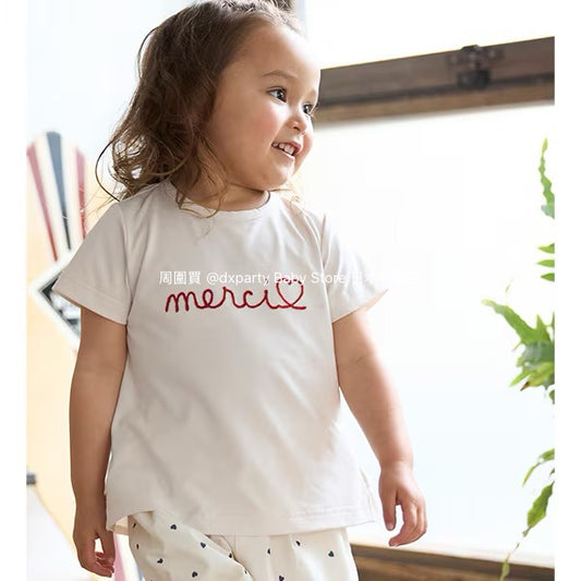 Japanese children's clothing pe#main amphibious quick-drying embroidered top 80-130cm girls summer TOPS summer swimsuit special edition 