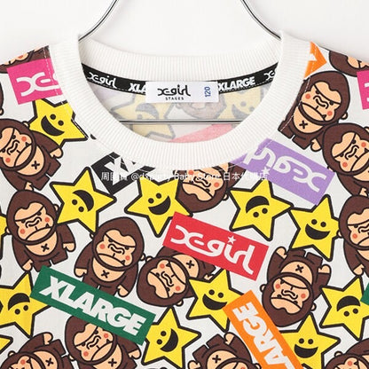 Japanese children's clothing X-girl Stages gorilla print top 80-140cm girls summer TOPS 