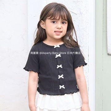 Japanese children's clothing Ly# mine bow top 100-150cm girls summer TOPS 