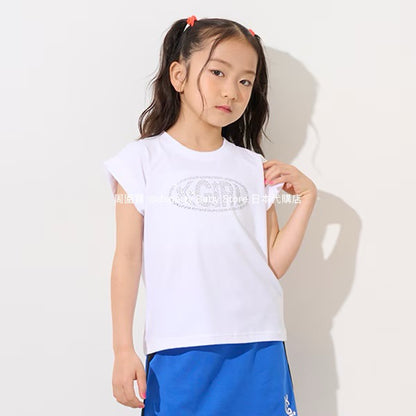 Japanese children's clothing X-girl Stages rhinestone print top 90-140cm girls summer TOPS 