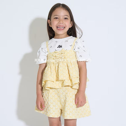 Japanese children's clothing Ly# mine tank top and shorts set 100-150cm girls summer TOPS PANTS 