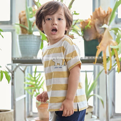 Japanese children's clothing pe#main printed tops 80-130cm boys' summer TOPS 