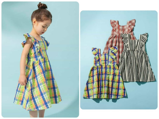 Japanese children's clothing BREEZE small flying sleeve dress 80-140cm girls summer dresses 