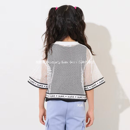 Japanese children's clothing X-girl Stages mesh top vest two-piece set 90-140cm girls summer TOPS 