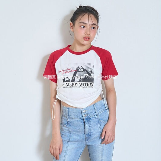 Lovetoxic Japanese children's clothing short print top 130-170cm girls summer TOPS 