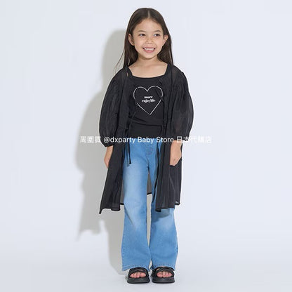 Japanese children's clothing Ly# mine 2Way two-piece sheer jacket 100-150cm girls summer outerwear 