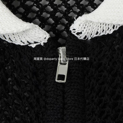 Lovetoxic Japanese children's clothing hollow knit short jacket 140-170cm girls summer OUTERWEAR 