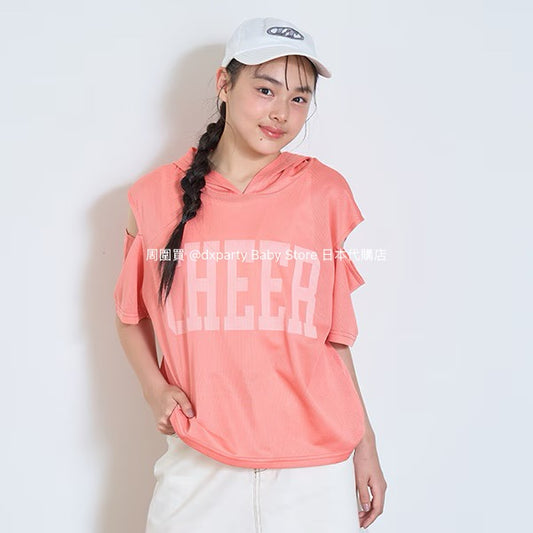 Lovetoxic Japanese children's clothing hooded off-the-shoulder top and vest set 140-160cm girls summer TOPS 