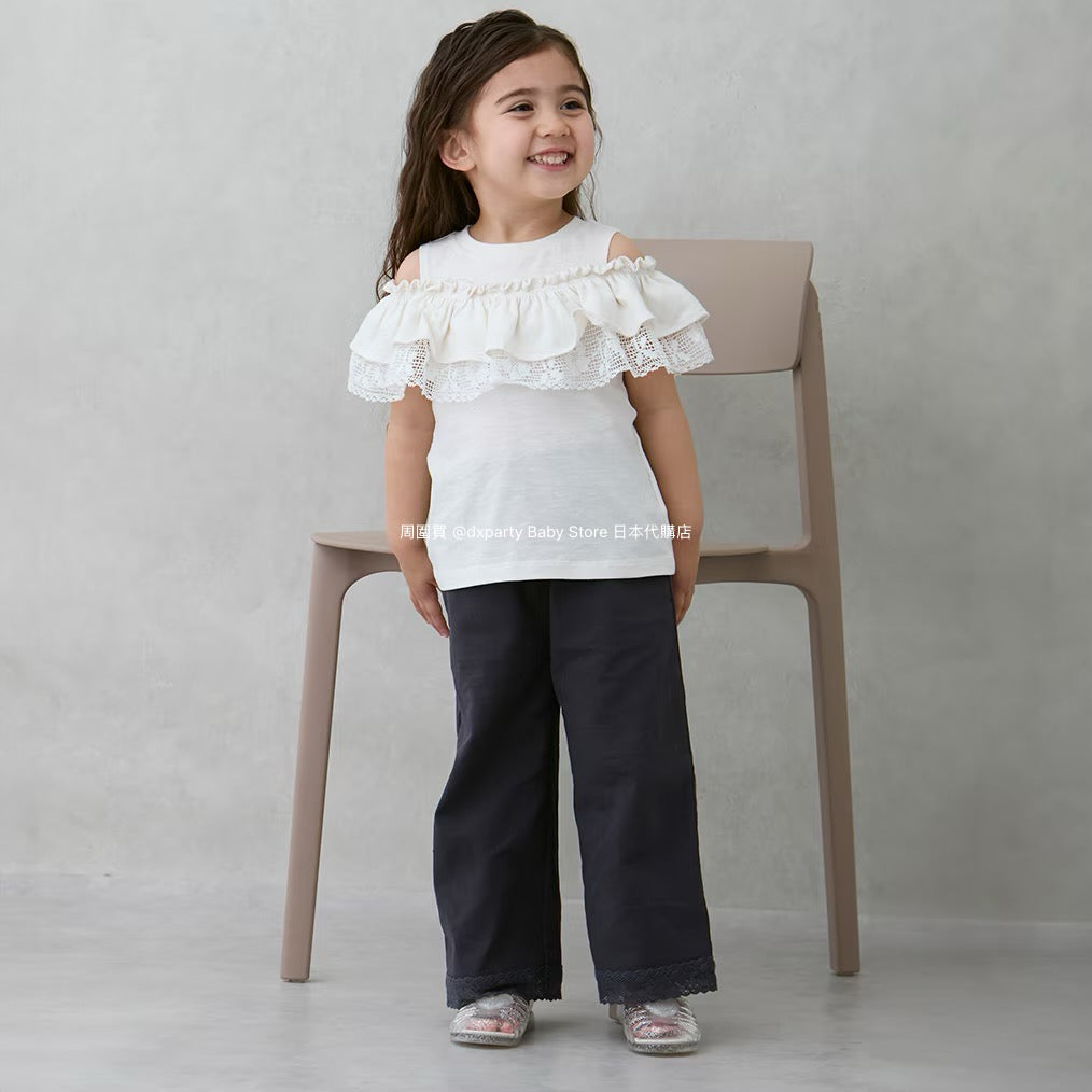 Japanese children's clothing pe#main lace wide-leg pants 80-130cm girls summer PANTS 