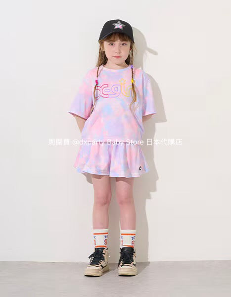 Japanese children's clothing X-girl Stages tie-dye top and culottes two-piece set 80-140cm girls' summer TOPS PANTS 
