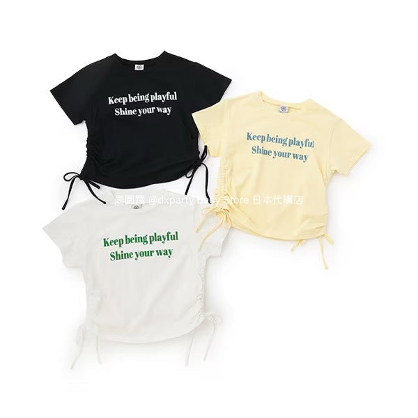 Lovetoxic Japanese Children's Clothing Waisted Short Top 140-170cm Girls Summer TOPS 